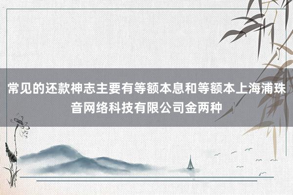 常见的还款神志主要有等额本息和等额本上海浦珠音网络科技有限公司金两种