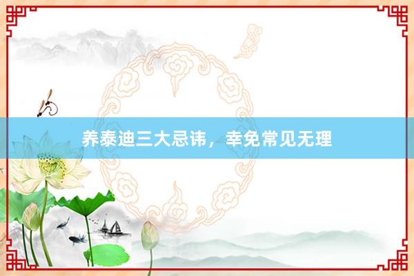 养泰迪三大忌讳，幸免常见无理